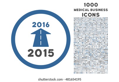 2016 Future Road rounded vector bicolor icon with 1000 medical business icons. Set style is flat pictograms, cobalt and gray colors, white background.