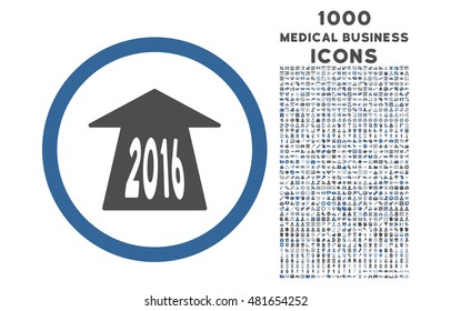 2016 Future Road rounded vector bicolor icon with 1000 medical business icons. Set style is flat pictograms, cobalt and gray colors, white background.