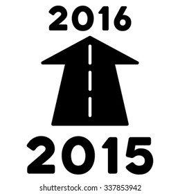 2016 Future Road vector icon. Style is flat symbol, black color, rounded angles, white background.