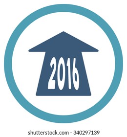 2016 Future Road vector icon. Style is bicolor flat circled symbol, cyan and blue colors, rounded angles, white background.