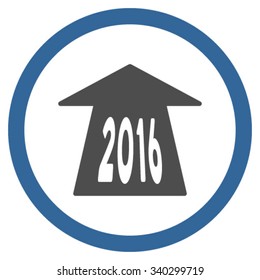 2016 Future Road vector icon. Style is bicolor flat circled symbol, cobalt and gray colors, rounded angles, white background.