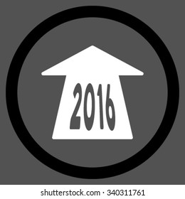 2016 Future Road vector icon. Style is bicolor flat circled symbol, black and white colors, rounded angles, gray background.