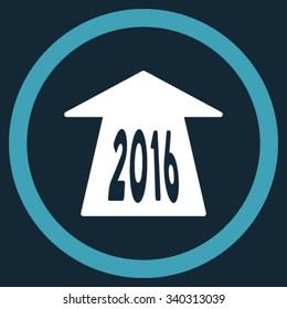 2016 Future Road vector icon. Style is bicolor flat circled symbol, blue and white colors, rounded angles, dark blue background.