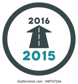 2016 Future Road vector icon. Style is bicolor flat circled symbol, soft blue colors, rounded angles, white background.