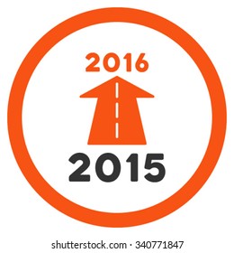 2016 Future Road vector icon. Style is bicolor flat circled symbol, orange and gray colors, rounded angles, white background.