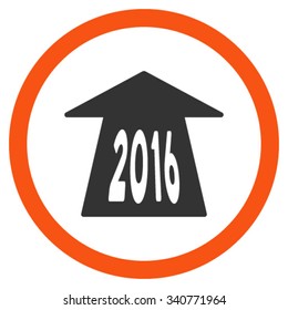 2016 Future Road vector icon. Style is bicolor flat circled symbol, orange and gray colors, rounded angles, white background.