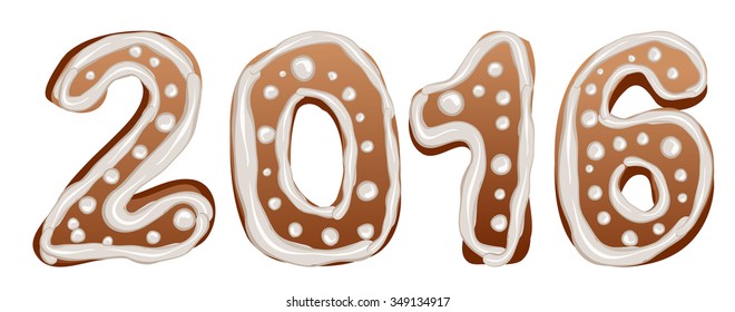 2016 Gingerbread. New Year pastries. Illustration in vector format