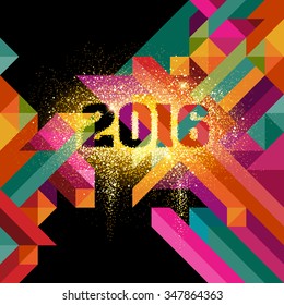 2016 in glitter, eps10 vector