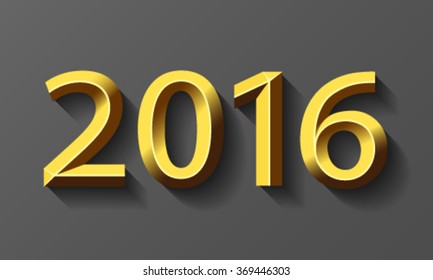 2016 gold bevel year, vector.