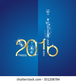 2016 gold firework blue background