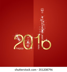 2016 gold firework red background