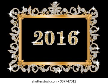 2016 in gold and silver sparked frame