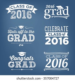 Vectorset 2016| Hats off to the Grad Congrats, Celebrate, High School / College Graduation Vector Set