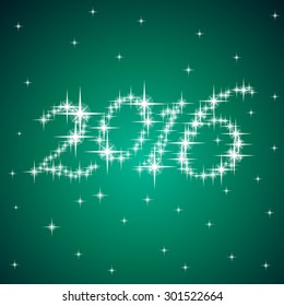 2016 Green New Year vector stars numbers composition