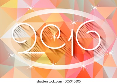 2016 Greeting Card Concept Design Line Art Vector Style on the trendy colorful Abstract Background of Polygons