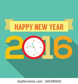 2016 Greeting Card Flat Design Vector Illustration