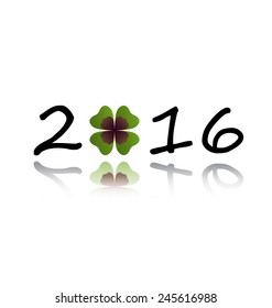 2016 greeting card with shamrock leaf 
