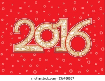 2016 greeting card. Snowflake background.