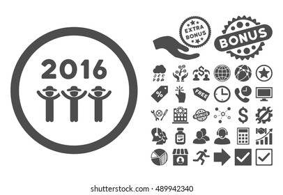 2016 Guys Dance pictograph with bonus images. Vector illustration style is flat iconic symbols, gray color, white background.
