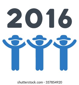 2016 Guys Dance vector icon. Style is bicolor flat symbol, smooth blue colors, rounded angles, white background.