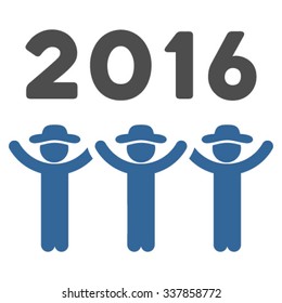 2016 Guys Dance vector icon. Style is bicolor flat symbol, cobalt and gray colors, rounded angles, white background.
