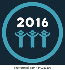 2016 Guys Dance vector icon. Style is bicolor flat circled symbol, blue and white colors, rounded angles, dark blue background.
