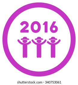2016 Guys Dance vector icon. Style is flat circled symbol, violet color, rounded angles, white background.