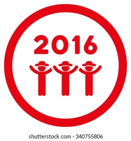 2016 Guys Dance vector icon. Style is flat circled symbol, red color, rounded angles, white background.