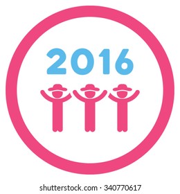 2016 Guys Dance vector icon. Style is bicolor flat circled symbol, pink and blue colors, rounded angles, white background.