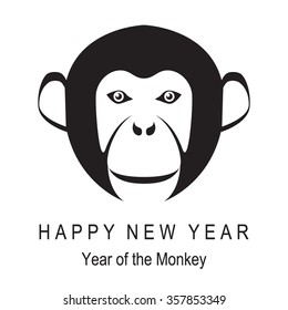 2016 Happy Chinese New Year of the Monkey. Silhouette, monkey head. Eps10 vector.
