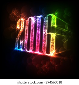 2016 Happy New Year 3d message composition. Salute- vector isolated on black background