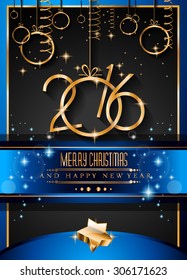 2016 Happy New Year Background for your Christmas dinner invitations, festive posters, restaurant menu cover, book cover,promotional depliant, Elegant greetings cards and so on.