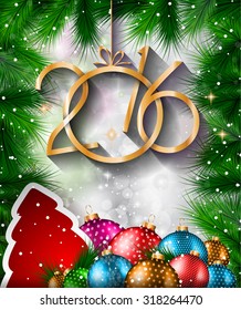 2016 Happy New Year Background for your Christmas dinner invitations, festive posters, restaurant menu cover, book cover,promotional depliant, Elegant greetings cards and so on.