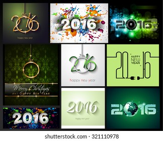 2016 Happy New Year Background Collection for your Christmas Flyers, dinner invitations, festive posters, restaurant menu cover, book cover,promotional depliant, Elegant greetings cards and so on.