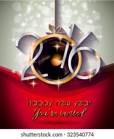 2016 Happy New Year Background for your Christmas Flyers, dinner invitations, festive posters, restaurant menu cover, book cover,promotional depliant, Elegant greetings cards and so on.