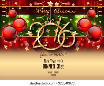 2016 Feliz Año Nuevo fondo para tus volantes de Navidad, invitaciones a la cena, afiches festivos, portada del menú del restaurante, portada de libros, despliegue promocional, tarjetas de felicitaciones elegantes, etc.