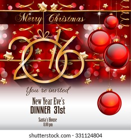 2016 Feliz Año Nuevo en segundo plano para tu tarjeta de volantes y saludos. Ideal para invitaciones a fiestas, cenas, fiestas navideñas y demás.