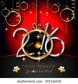2016 Happy New Year Background for your Flyers and Greetings Card. Ideal to use for parties invitation, Dinner invitation, Christmas Meeting events and so on.