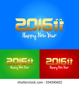 '2016 Happy new year'. Beautiful text design of happy new year 2016 on bright background set. Vector illustration.