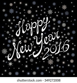 2016 Happy New Year  black background snow art