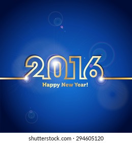 2016 Happy New Year blue background with spot lights effect