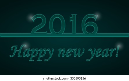 2016 Happy New Year! - card template - dark green design
