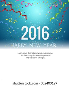 2016 Happy New Year Celebration Background ,colorful Confetti On Blue Background
