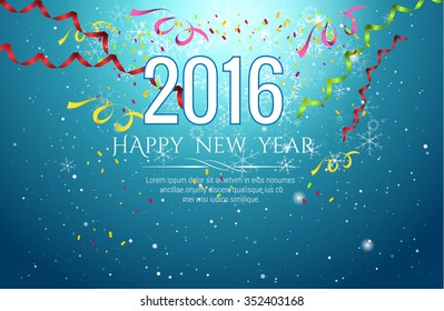 2016 happy new year Celebration background ,colorful confetti on blue background
