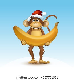 2016 Happy New Year of the Chinese Calendar Monkey Christmas Card Vector