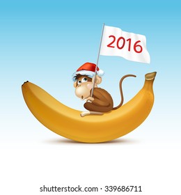 2016 Happy New Year of the Chinese Calendar Monkey Christmas Card Vector