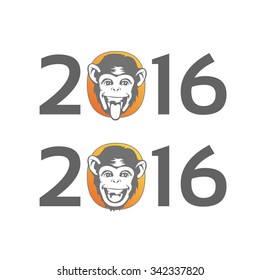 2016 Happy New Year of the Chinese Calendar Monkey Christmas Card Vector