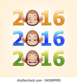 2016 Happy New Year of the Chinese Calendar Monkey Christmas Card Vector