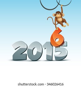 2016 Happy New Year of the Chinese Calendar Monkey Christmas Card Vector