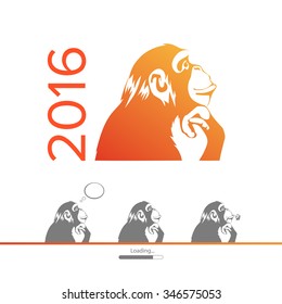 2016 Happy New Year of the Chinese Calendar Monkey Christmas Card Vector